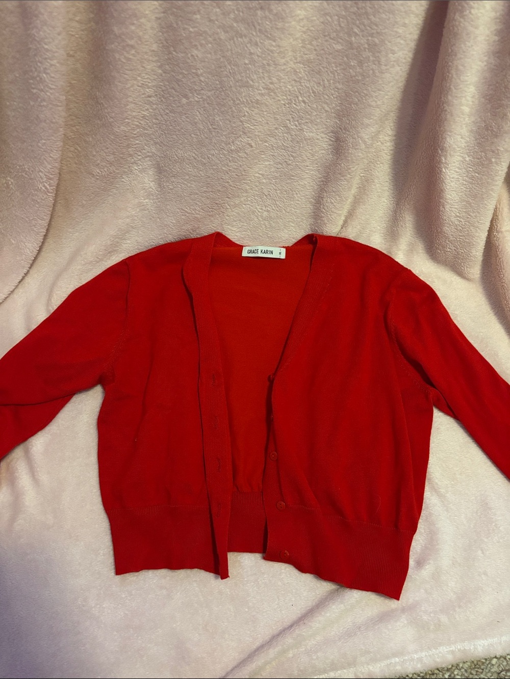 Grace Karin Bright Red Women's Button-Front Cardigan